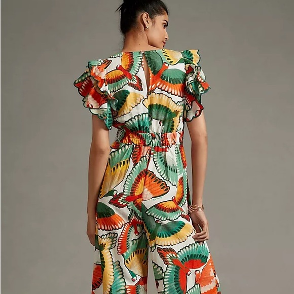 Farm Rio Ruffle-Sleeve Linen Jumpsuit never worn!!! - Picture 2 of 7